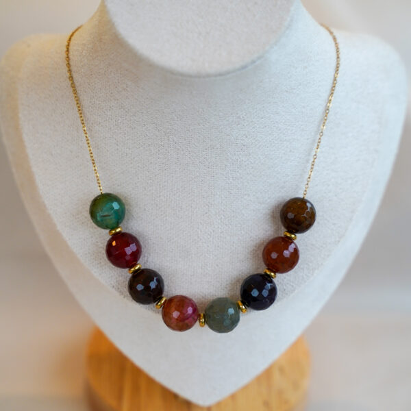 Collier grosses perles, agates crazy