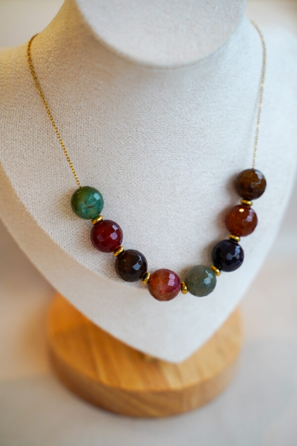 Collier grosses perles, agates crazy