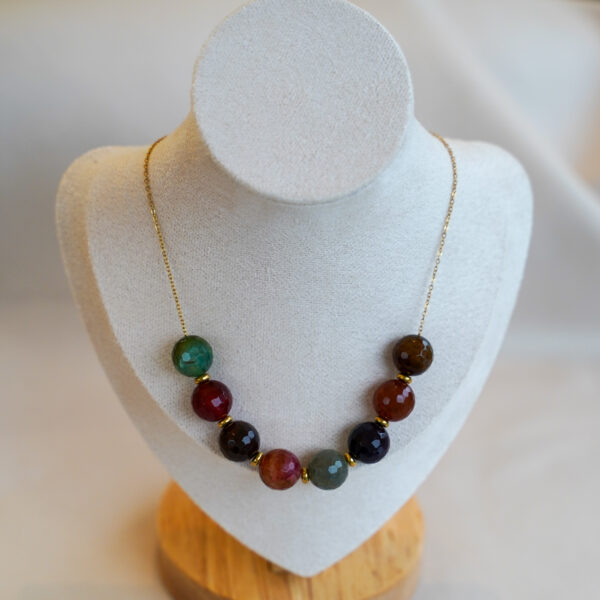 Collier grosses perles, agates crazy