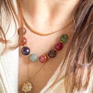 Collier grosses perles, agates crazy